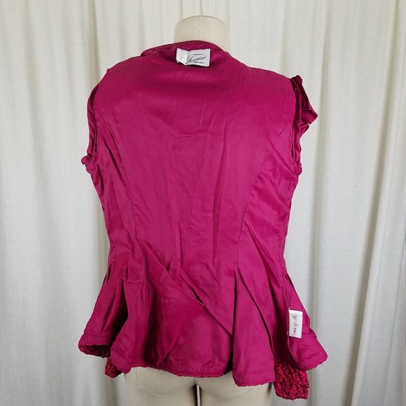 Farinae Collections Crinkle Fabric Peplum Blazer Jacket Womens 12 Vintage Formal - Picture 7 of 8